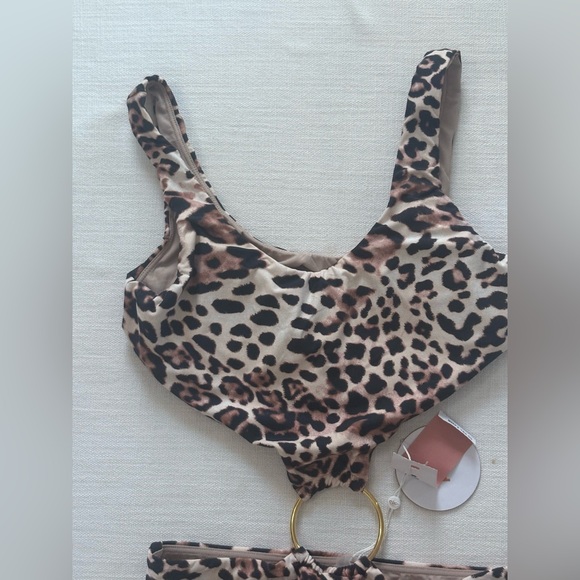NWT Small PQ Women's Leopard O-ring One-piece Swimsuit in Cougar - Picture 5 of 9